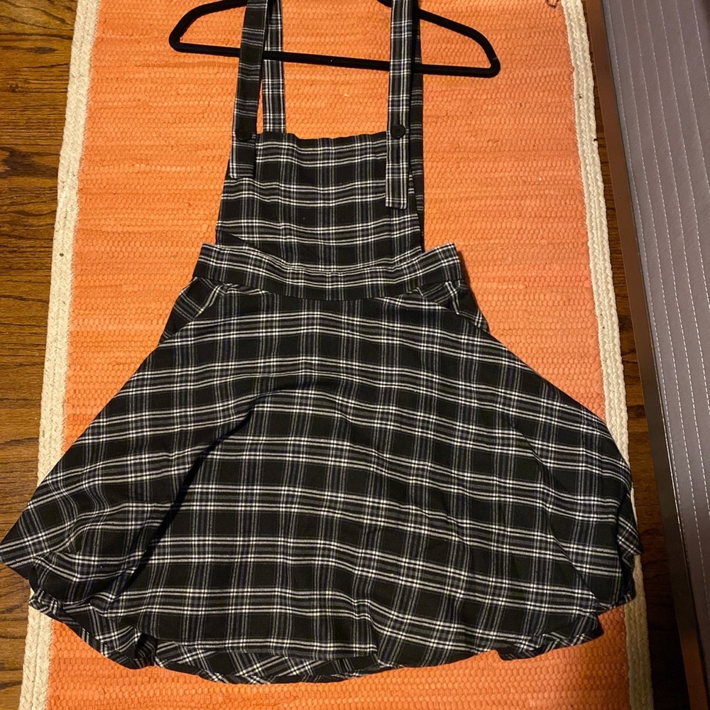 Plaid black and white emo dress